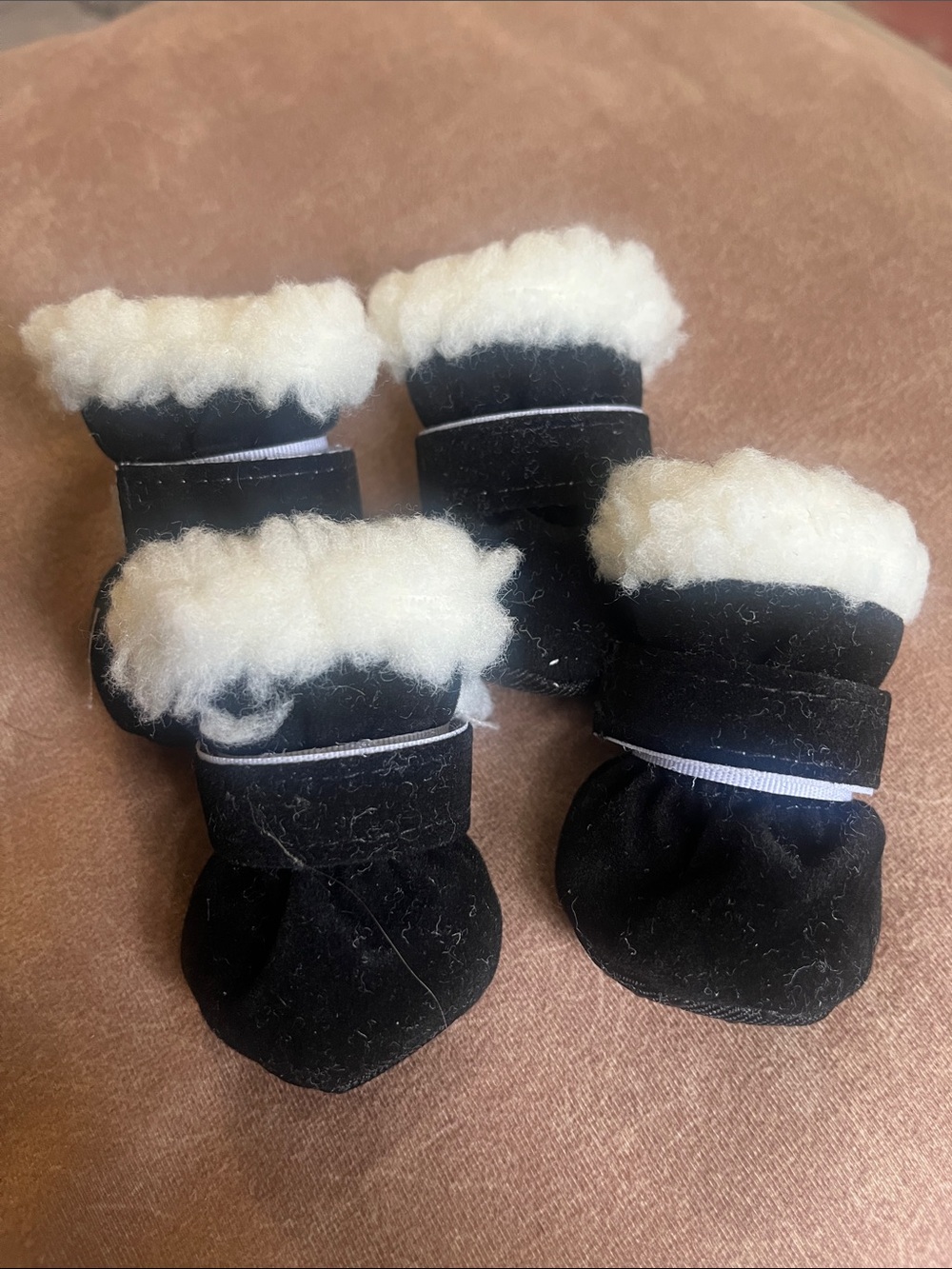 Black Sherpa-Trim Dog Booties - Cozy Paw Protectors